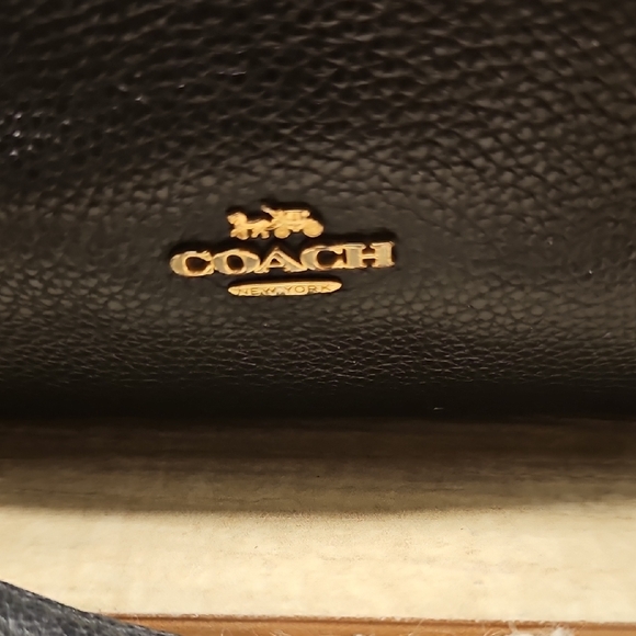 Coach Black Leather Shoulder Bag with Gold Accents - Picture 2 of 10